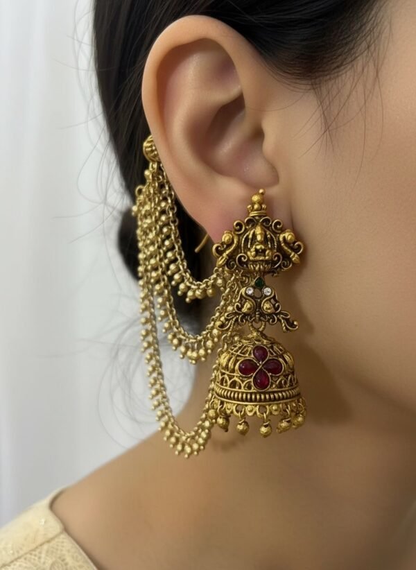 Golden jhumki with mattle