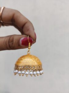 Meenakari jhumki yellow