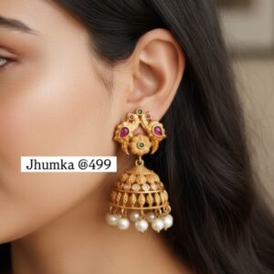 Peacock jhumki golden