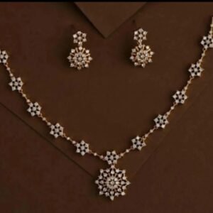 Ad white necklace set with stud