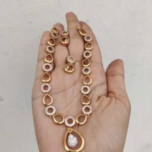 Cz gold necklace set