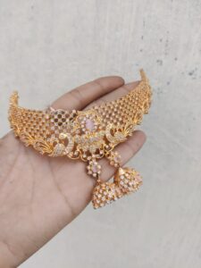 Baby pink ad necklace