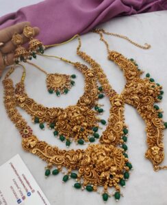 Temple semi bridal sets with green beads