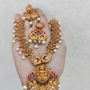 Cz gold temple necklace