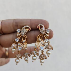 White peacock earrings