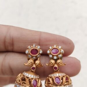 84ec682e-450a-4949-a6e6-1726a804cbc6.jpeg Cz gold Ruby jhumka