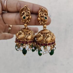 Green beadsjhumkka