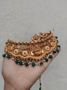 Temple Lakshmi choker green beads