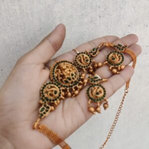 Temple Lakshmi green choker set