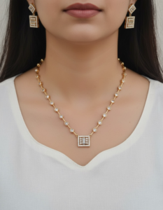 Cz white necklace design