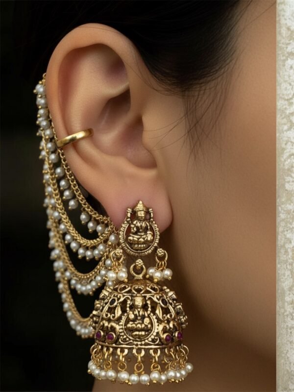 Temple jhumki with earchain
