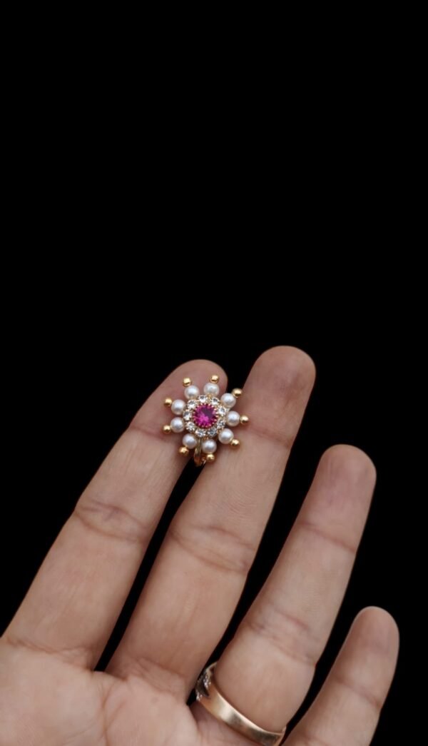 Red stone nose pin