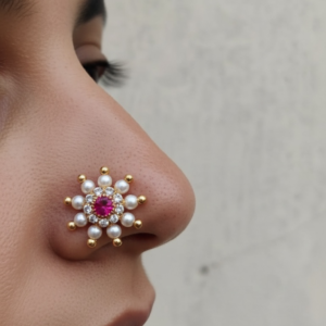 Red stone nose pin