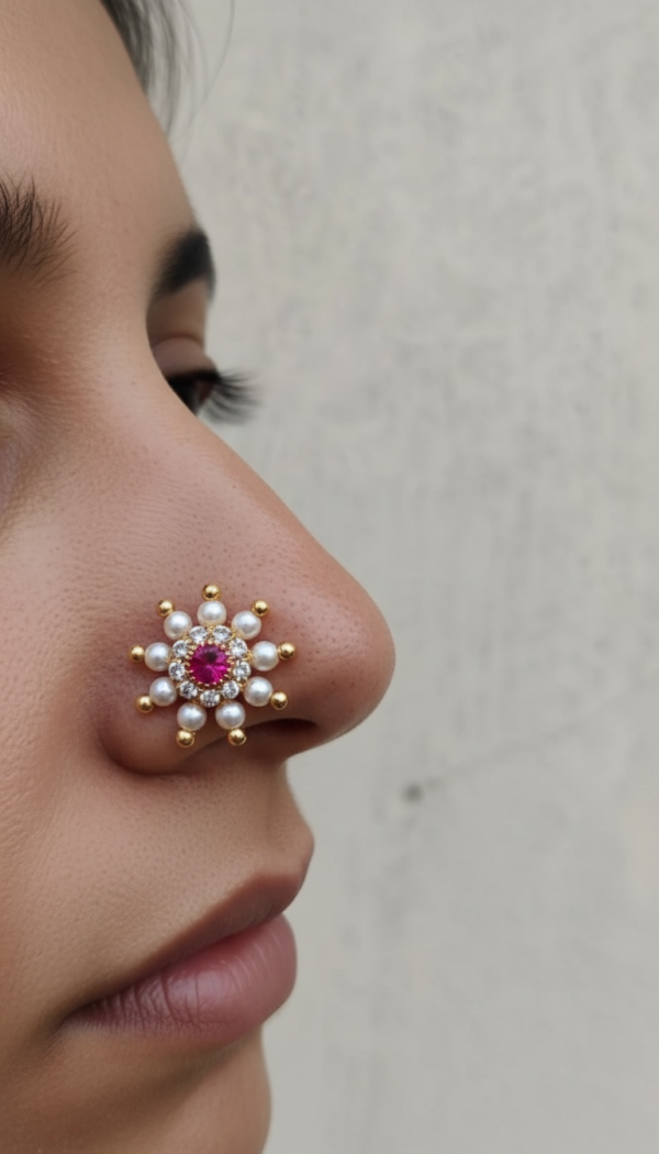 Red stone nose pin
