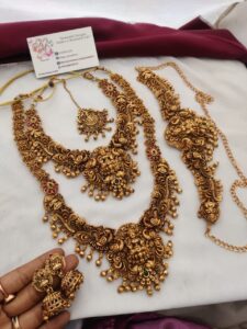 Temple Lakshmi golden semi bridal set