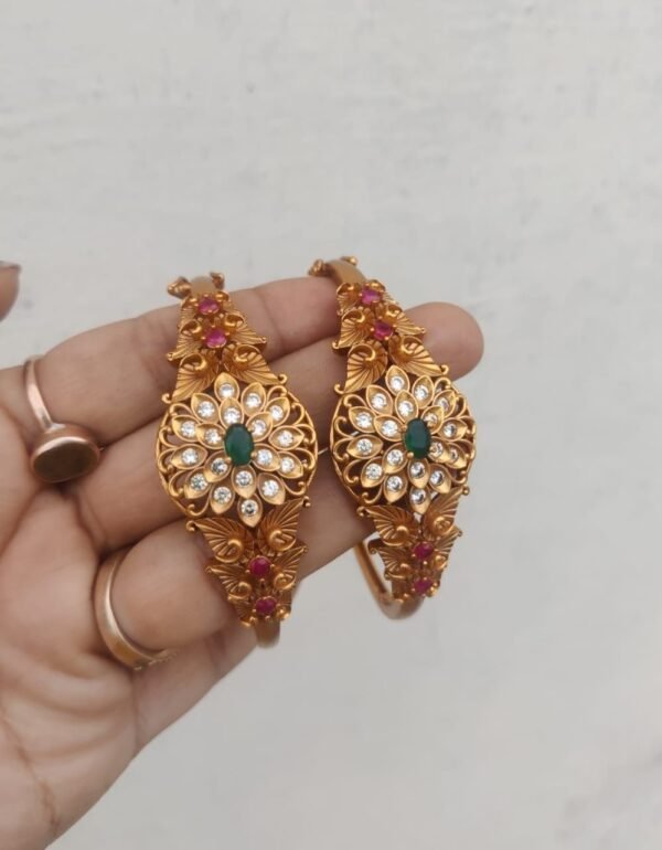 Cz openable bangles peacock