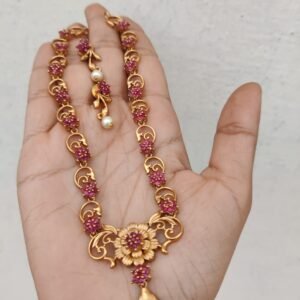 Cz ruby necklace set