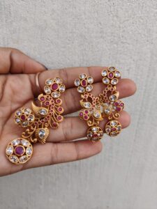 Pendant pink cz with earrings