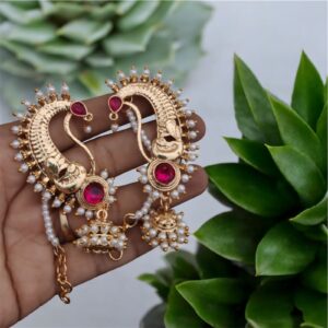 Bluetooth earrings antique gold stone