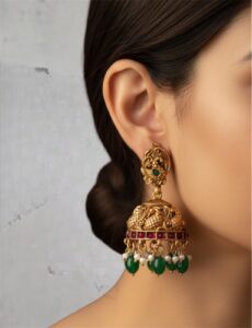 Green beads jhumki