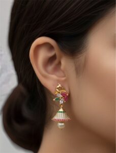 Simple peacock gold jhumki