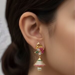Simple peacock gold jhumki