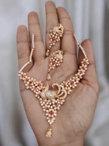 Cz Golden peacock necklace