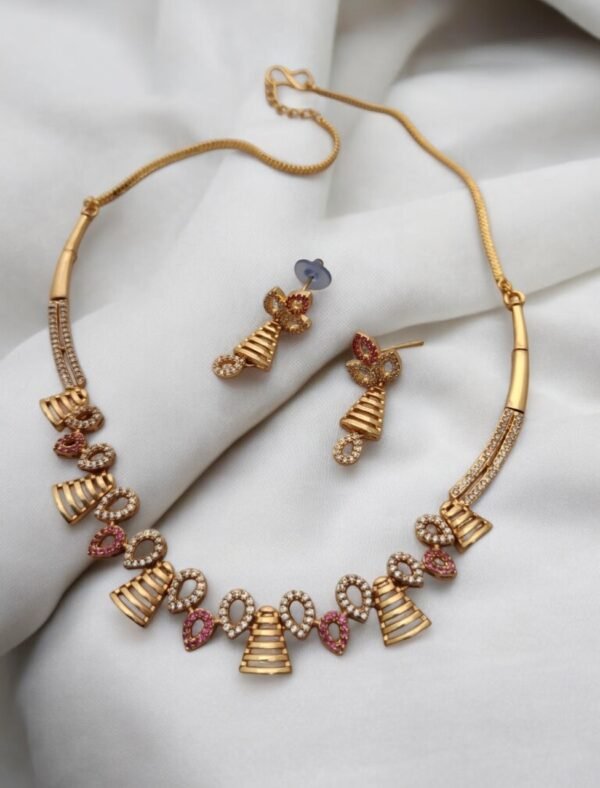 Cz pink golden set