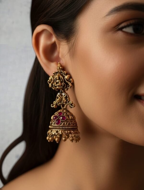 Lakshmi jhumki temple Golden beads