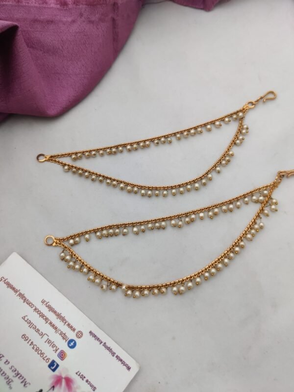 Pearl earchain double layer premium