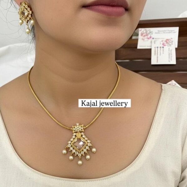 Cz white ad Golden necklace