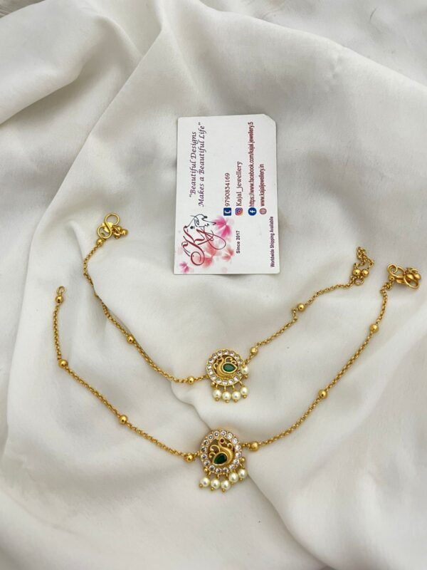 White cz gold anklet