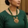 7ee74733-bf26-42bc-93a2-83f734386f5a Green beads Lakshmi long set