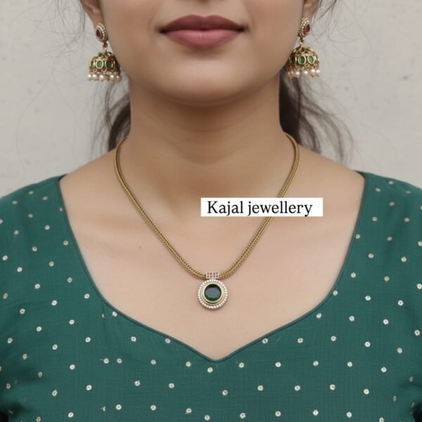 Cz green necklace set