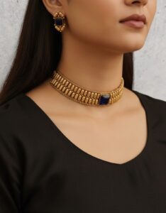 Blue high choker