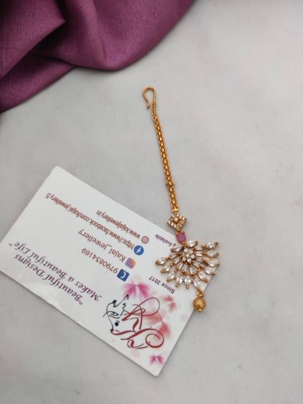 Gold cz white nethi chutti 4