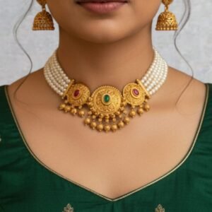 c7b86f4b-d727-46d5-86e9-bdd72c6bf1e9 Pearl chokers with jhumkii