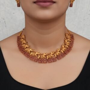 d9f62a6d-04b3-4baa-9d5e-2548c2c8684e Lakshmi elephant pink necklace set