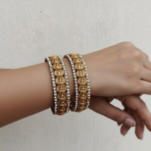 Temple bangles white stones round