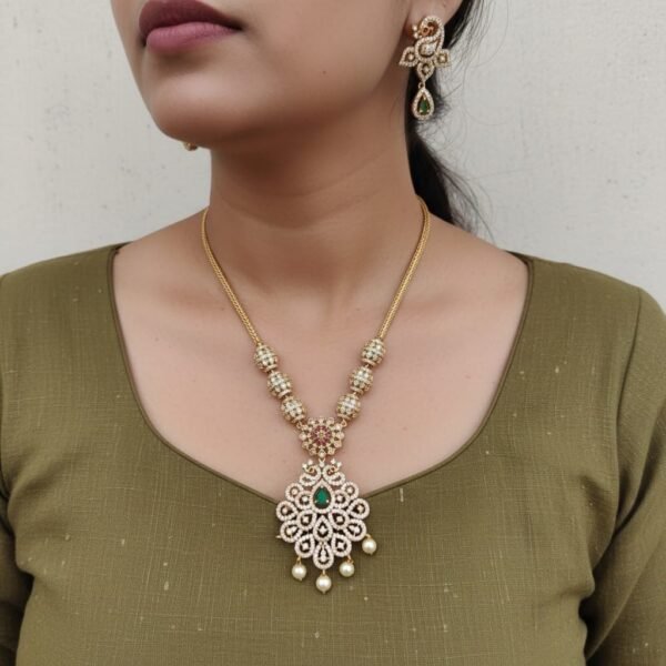 Cz Golden Ad necklace set