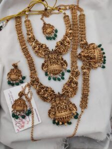 Temple Lakshmi semi bridal set green beads