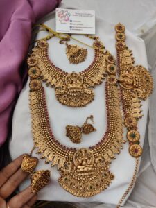 Heavy Lakshmi temple semi bridal set