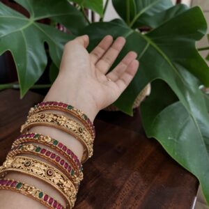 Temple Lakshmi kemp bangles  set of 6