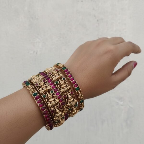 Temple Lakshmi kemp bangles set of 6