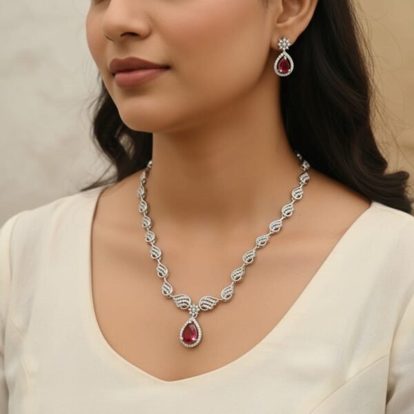 American diamond red set