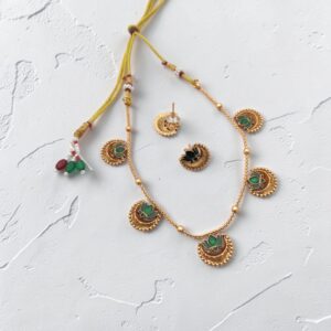 Green lotus necklace set