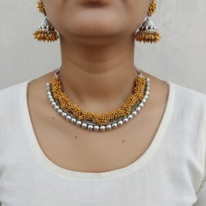 Guttapusulu silver with golden copper necklace