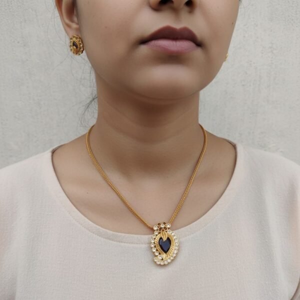 Cz violet Golden necklace set