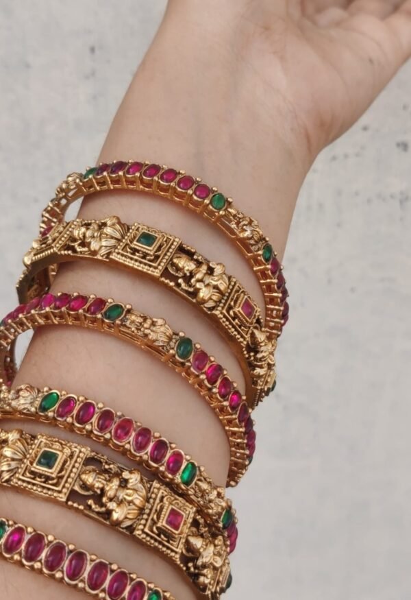 Temple Lakshmi kemp bangles set of 6 ( kemp)-2,6