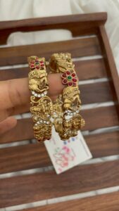 Antique Lakshmi with elephant bangles set of 2